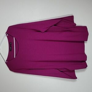 Susan Graver Weekend Tunic Sweater Top Size XL Purple Long Sleeve Pockets Casual